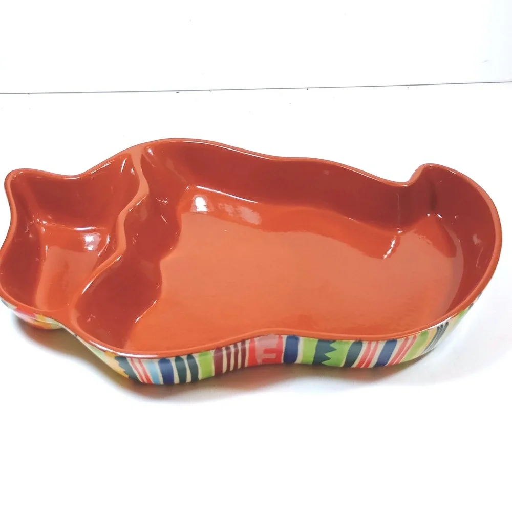 Boston Warehouse Chili Pepper Divided Serving Dish Orange Multi Good Southwest